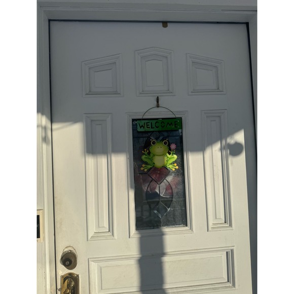 Metal Welcome Frog Figurine Sign Soring Summer Wall Art Door Hanger Decor - Picture 5 of 5